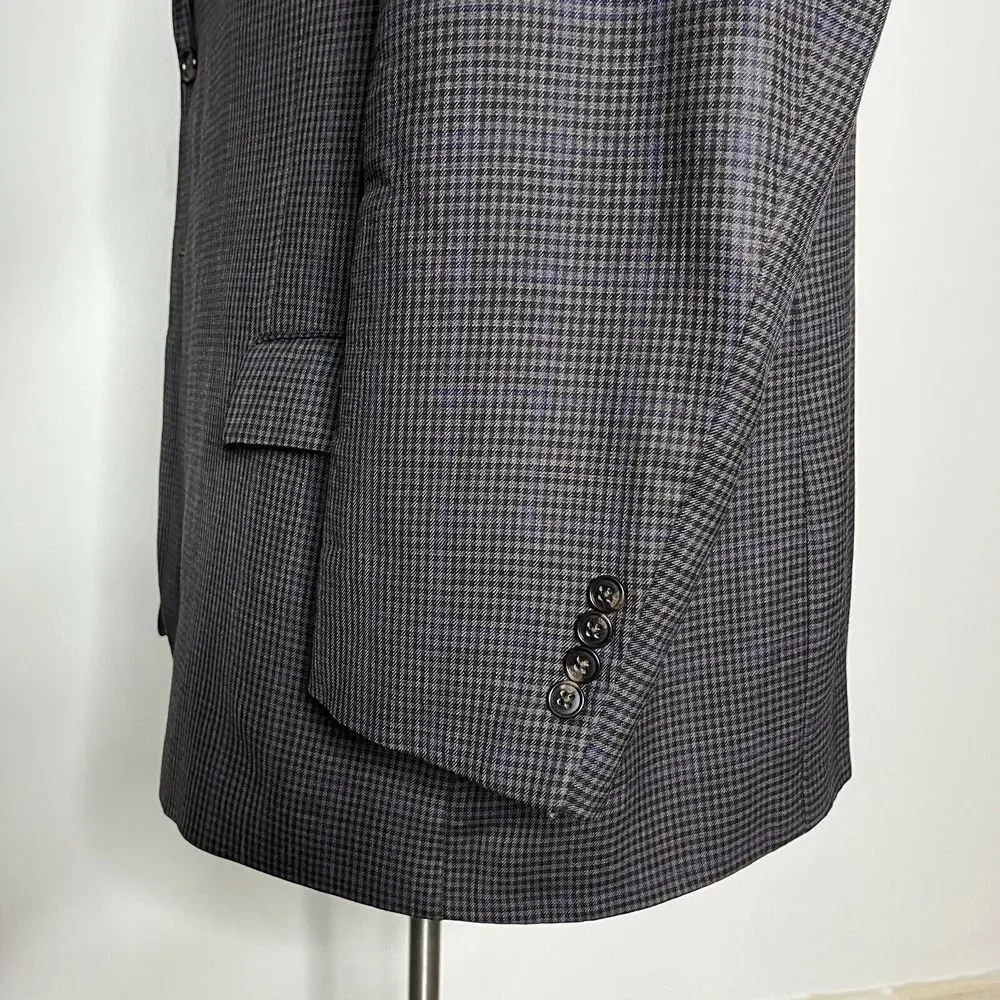 Joseph Feiss Gold Sport Coat Blazer 50L‎ Mens Wool Check Brown Big & Tall